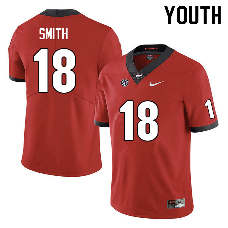 Youth #18 C.J. Smith Georgia Bulldogs College Football Jerseys Sale-Red Anniversary